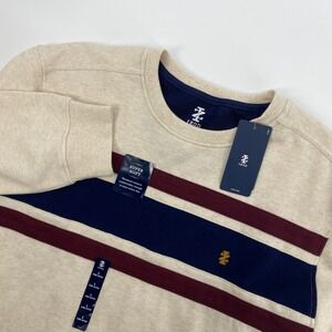 NEW IZOD Sweatshirt Mens Large Beige Super Soft Rock Heather Varsity Preppy